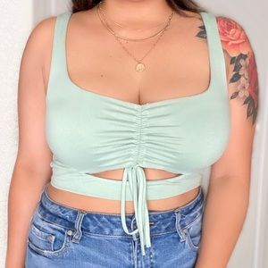 Sage Ruched Crop Top
